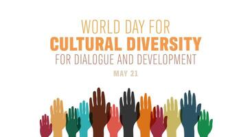 World day for cultural diversity for dialogue and development template design. Hand up silhouette illustration with different colors vector