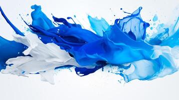 AI generated Blue paint splash isolated on white back. Ai generated. Ai. photo