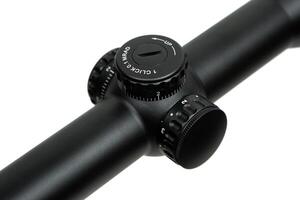 Modern sniper scope on a white back. Optical device for aiming and shooting at long distances. photo