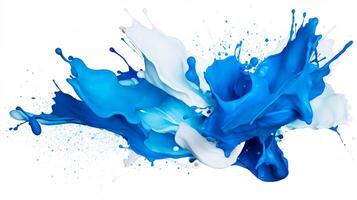 ai generado azul pintar chapoteo aislado en blanco atrás. ai generado. ai. foto