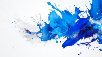 AI generated Blue paint splash isolated on white back. Ai generated. Ai. photo