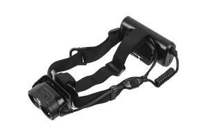 Modern LED headlamp. A flashlight for when you need your hands free. Isolate on a white back photo