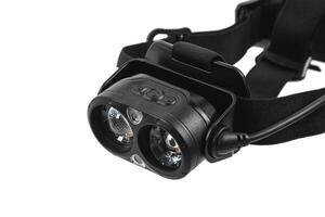 Modern LED headlamp. A flashlight for when you need your hands free. Isolate on a white back photo