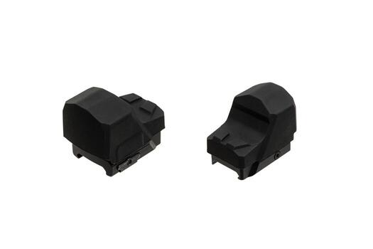 moderno óptico colimador vista. puntería dispositivo para disparo a corto distancias aislar en un blanco atrás. foto