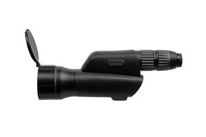 Modern spyglass. Long-range observation device. Monocular isolate on a white back photo