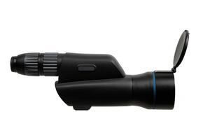 Modern spyglass. Long-range observation device. Monocular isolate on a white back photo