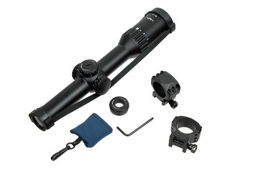 moderno francotirador alcance en un blanco atrás. óptico dispositivo para puntería y disparo a largo distancias foto