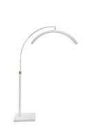 Modern LED floor lamp in the shape of a crescent. Lamp for minimalist interiors. Isolate on a white back photo