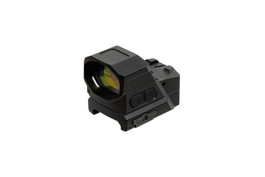 moderno óptico colimador vista. puntería dispositivo para disparo a corto distancias aislar en un blanco atrás. foto