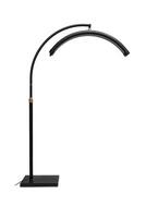 Modern LED floor lamp in the shape of a crescent. Lamp for minimalist interiors. Isolate on a white back photo