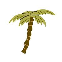 Hand drawn cute palm tree in green color. Vector illustration can used for greeting card, banner, poster.