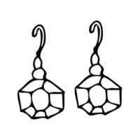 Hand drawn doodle - diamond earrings vector illustration. Can used for beauty banner for jewellery, wedding design.