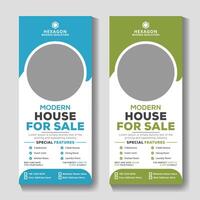 Modern real estate Roll up banner stand template design vector