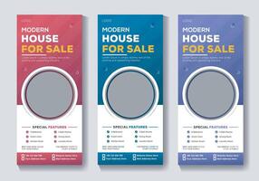 Modern real estate Roll up banner stand template design vector