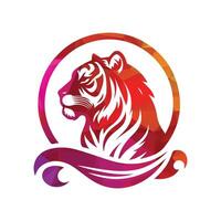 Roaring tiger logo design vector illustration