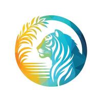 Roaring tiger logo design vector illustration