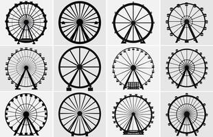 Set of silhouettes Ferris Wheel.Ferris wheel Vector illustration.