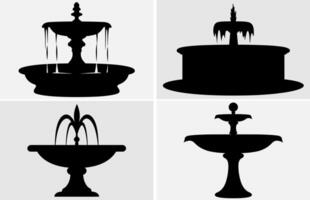 Fountain silhouette, Fountains vector black silhouette.