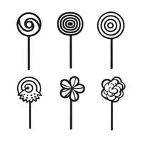 Set of lollipop candy outline icons. Vector illustration isolated on white background Stock Vector