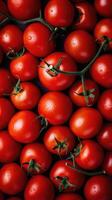 AI Generated Fresh juicy red tomatoes background, top view photo