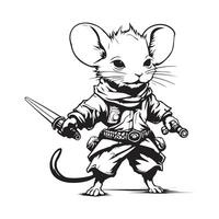 Illustration of an angry mouse knight with a sword vector