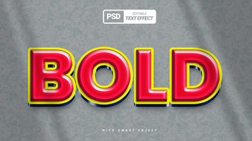 Bold red 3d font text effect template design psd