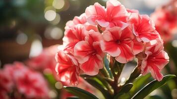 AI generated Close-Up of Pink and White Hibiscus Flowers photo