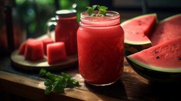 AI generated Refreshing Watermelon Juice photo