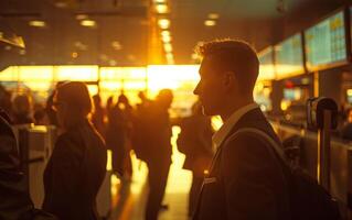 AI generated Busy Airport Check in Area photo