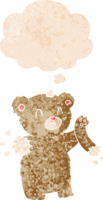 desenho animado Urso de pelúcia Urso com rasgado braço com pensamento bolha dentro grunge angustiado retro texturizado estilo png