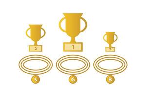 Trophy and awards icons set. Vector illustration of trophy cups and medals. Medals and cup icons.