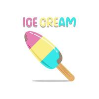 Illustration of a colorful stick ice cream. Tasty colorful ice cream for summer decorative, mint, strawberry, sweets, dessert, web design or print. vector