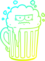 cold gradient line drawing of a cartoon mug of beer png