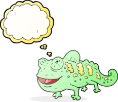 hand drawn thought bubble cartoon chameleon png