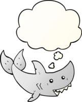 cartoon shark with thought bubble in smooth gradient style png