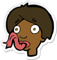 pegatina de una cabeza de dibujos animados sacando la lengua png