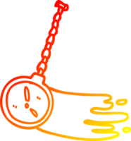 warm gradient line drawing of a cartoon swinging gold watch png