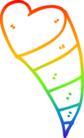 rainbow gradient line drawing of a cartoon shooting heart decorative element png