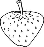 hand drawn black and white cartoon strawberry png