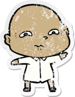 distressed sticker of a cartoon nervous man png