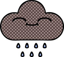 comic book style cartoon of a storm rain cloud png