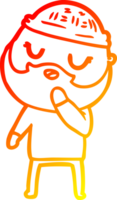 warm gradient line drawing of a cartoon man with beard png