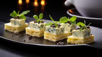 AI generated Delicious Canape on Elegant Plate photo