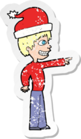 pegatina retro angustiada de un caricaturista listo para navidad png