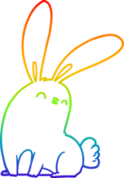 rainbow gradient line drawing of a cute cartoon rabbit png
