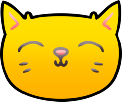 gradient shaded quirky cartoon cat face png