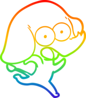 rainbow gradient line drawing of a cute cartoon elephant png