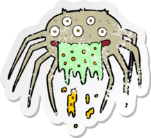 pegatina retro angustiada de una araña de halloween asquerosa de dibujos animados png