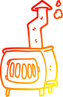 warm gradient line drawing of a cartoon old wood burner png