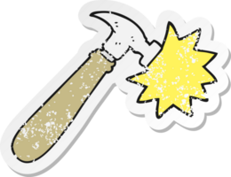 Retro beunruhigter Aufkleber eines Cartoonhammers png